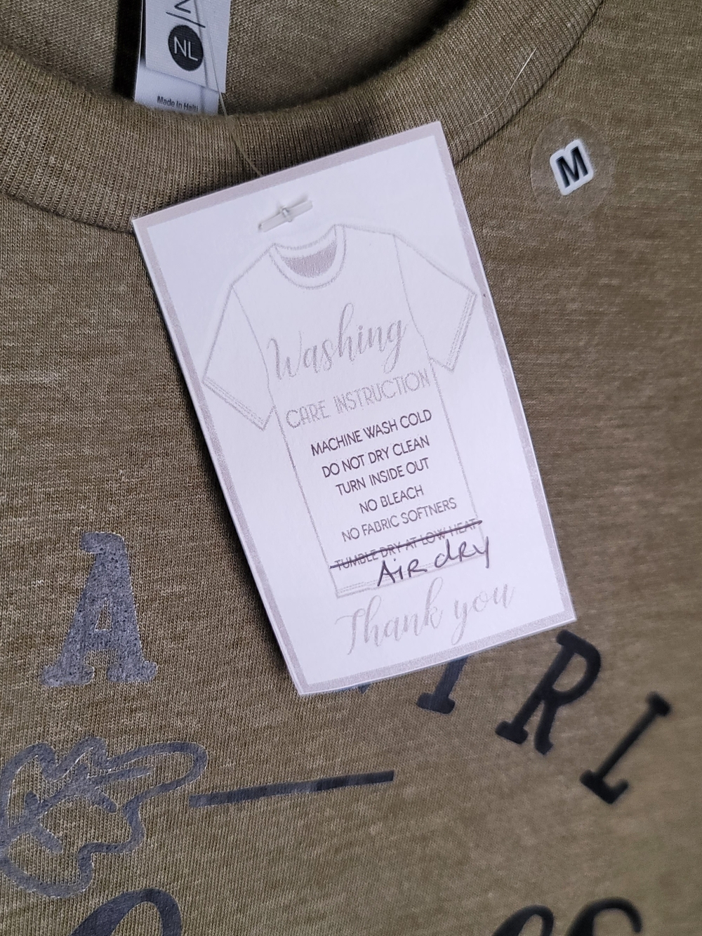 NWT NEXTLEVEL APPAREL Just a Girl Who Loves Fall Graphic Tee Olive Green Size M - Picture 3 of 7
